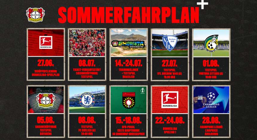 Sommerfahrplan Bayer 04