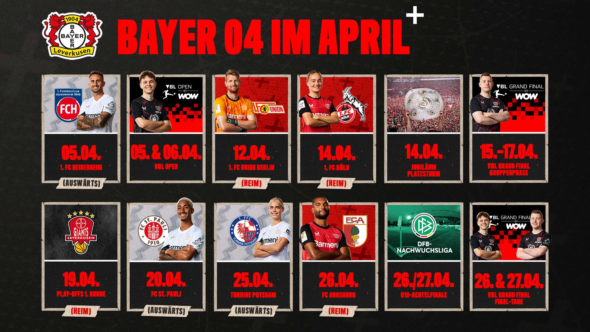 The Bayer 04 schedule for April