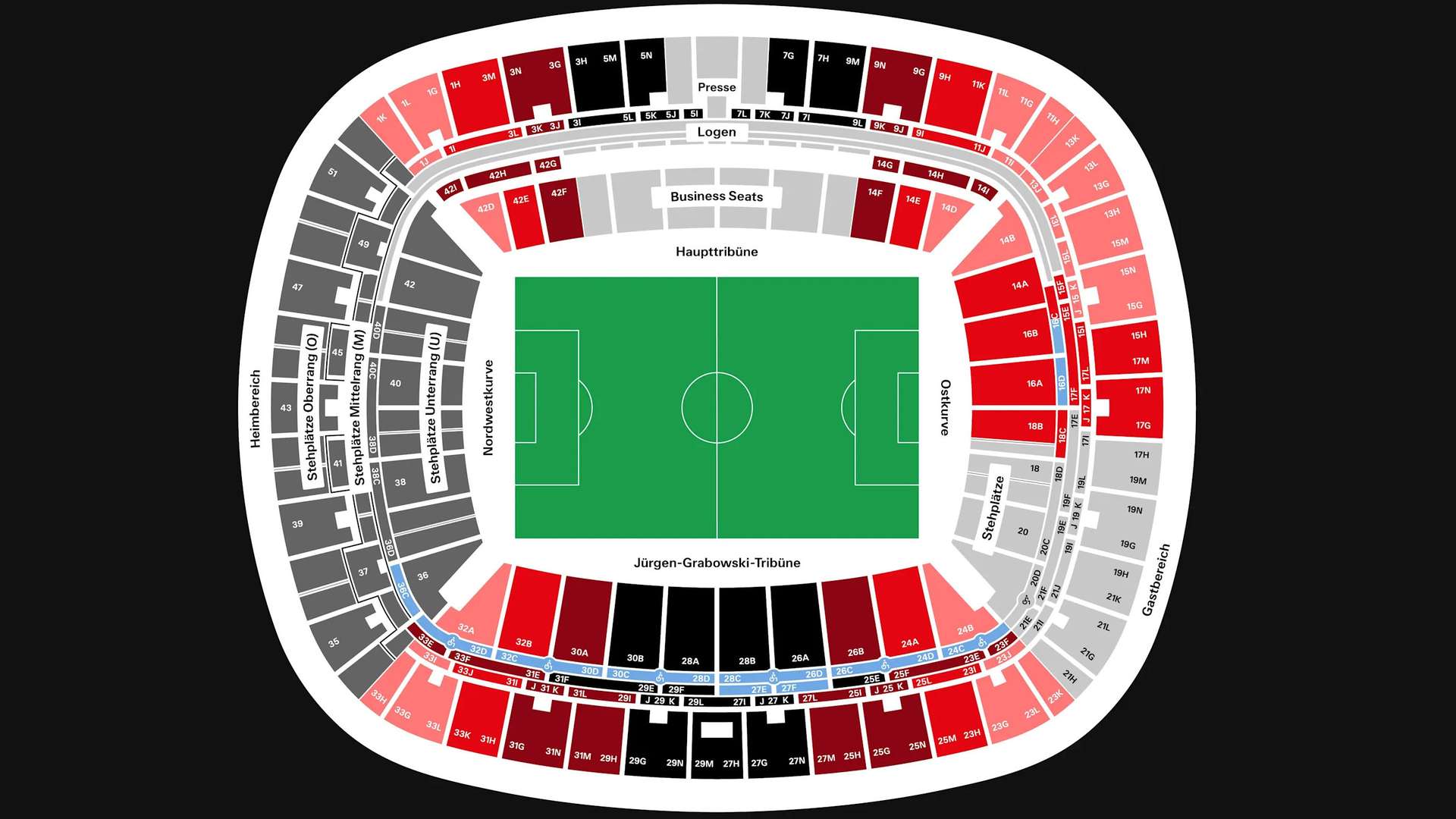 Stadionplan Eintracht Frankfurt