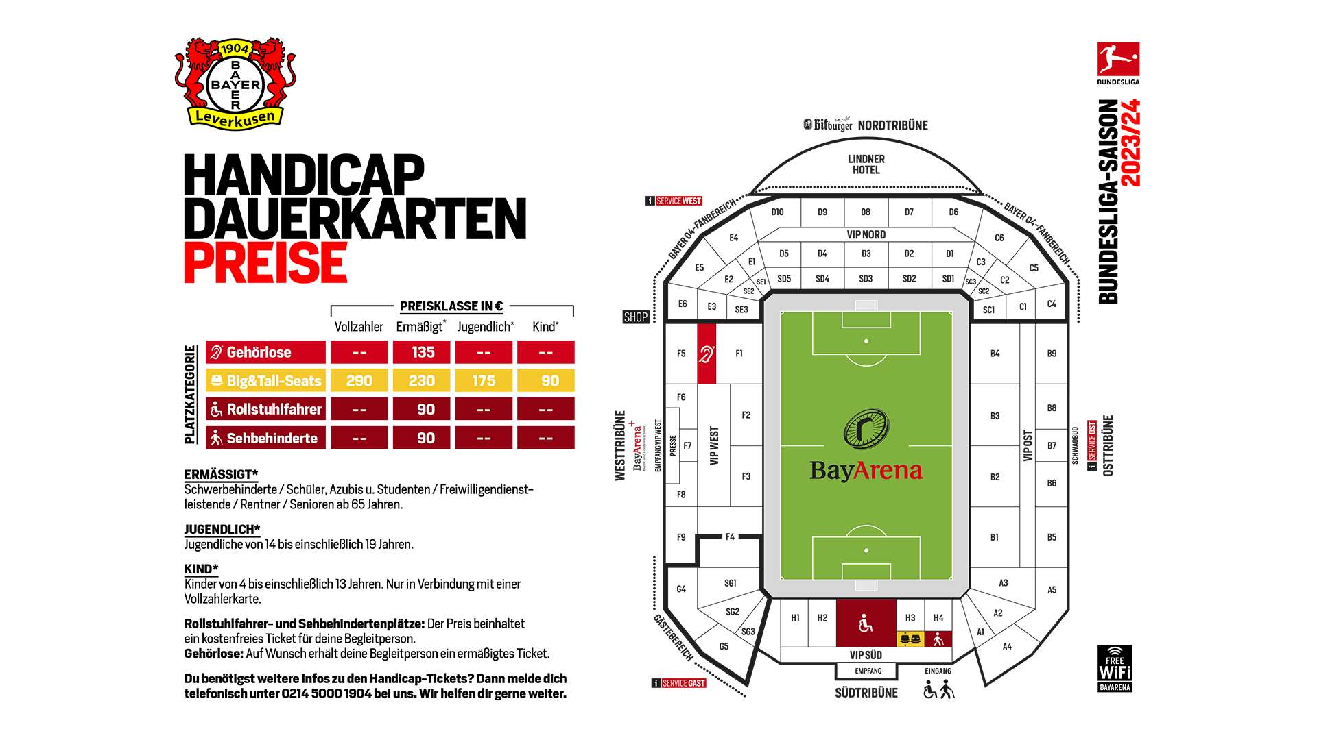 Preisgrafik Dauerkarten-Preise Handicap 2023/24